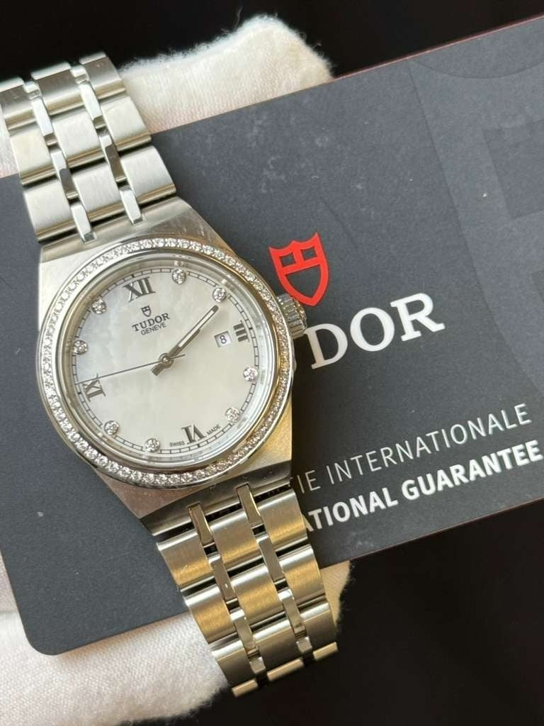 Tudor Royal 28320 Watch - 28 mm Stainless Steel Case - Diamond Bezel - Mother-of-Pearl Diamond Dial