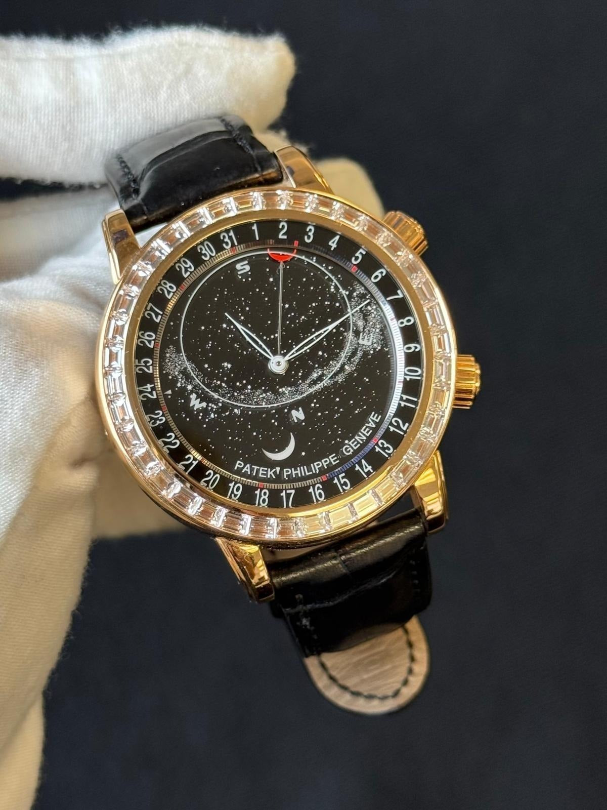 Patek Philippe Grand Complications Celestial 6104R-001 Watch - 44 mm Rose Gold Case - Baguette Diamond Bezel