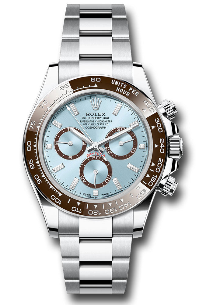 Rolex Platinum Cosmograph Daytona 126506 Watch - Chestnut Brown Cerachrom Bezel - Ice Blue Diamond D - Unused Watches