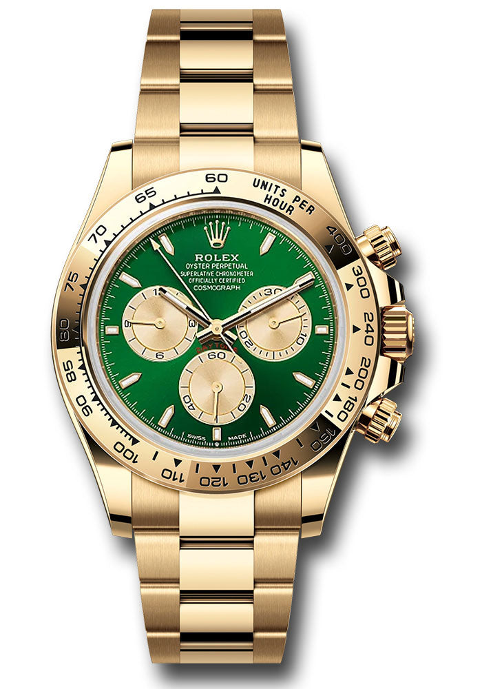 Rolex Yellow Gold Cosmograph Daytona 126508 Watch - Fixed Bezel - Green And Golden Dial - Oyster Bra - Unused Watches