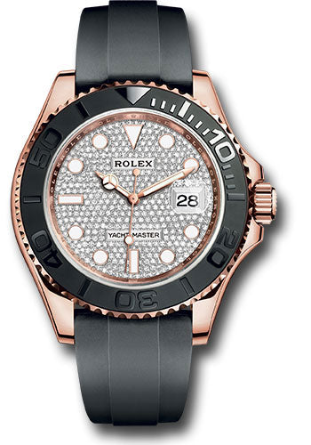 Rolex Everose Gold Yacht-Master 40 126655 Watch - Diamond Paved Dial - Oysterflex Strap - Unused Watches