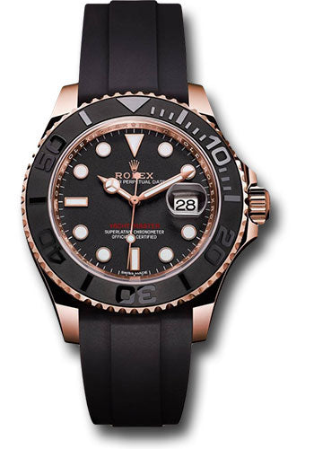 Rolex Everose Gold Yacht-Master 37 268655 Watch - Matt Black Dial - Oysterflex Strap - Unused Watches