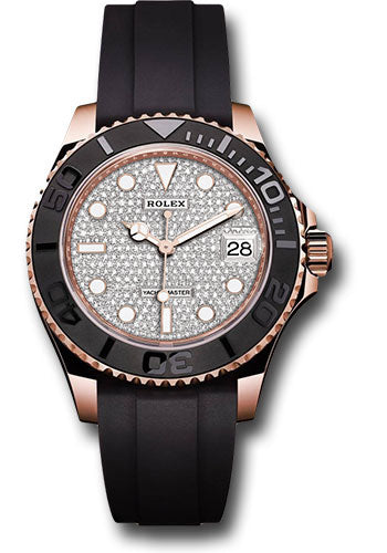 Rolex Everose Gold Yacht-Master 37 268655 Watch - Diamond Paved Dial - Oysterflex Strap - Unused Watches