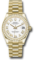 Rolex Yellow Gold Datejust 31 278288RBR Watch - Diamond Bezel - White Roman Dial - President Bracele - Unused Watches