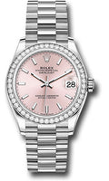 Rolex White Gold Datejust 31 278289RBR Watch - Diamond Bezel - Pink Index Dial - President Bracelet - Unused Watches