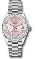 Rolex White Gold Datejust 31 278289RBR Watch - Diamond Bezel - Pink Roman Dial - President Bracelet - Unused Watches