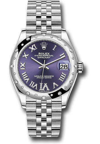 Rolex Steel and White Gold Datejust 31 278344RBR Watch - Domed 24 Diamond Bezel - Aubergine Roman Di - Unused Watches