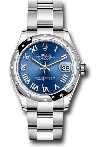Rolex Steel and White Gold Datejust 31 278344RBR Watch - Domed 24 Diamond Bezel - Blue Roman Dial -  - Unused Watches