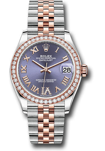 Rolex Steel and Everose Gold Datejust 31 278381RBR Watch - 46 Diamond Bezel - Aubergine Diamond Roma - Unused Watches