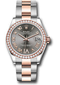 Rolex Steel and Everose Gold Datejust 31 278381RBR Watch - 46 Diamond Bezel - Dark Rhodium Diamond R - Unused Watches