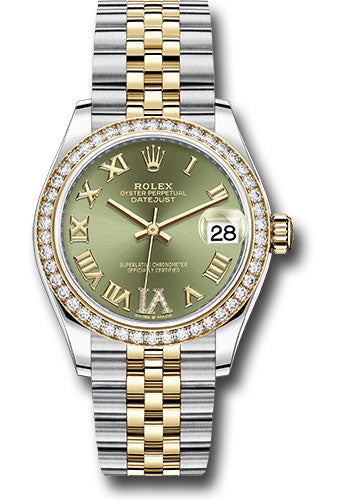 Rolex Steel and Yellow Gold Datejust 31 278383RBR Watch - Diamond Bezel - Olive Green Diamond Roman  - Unused Watches
