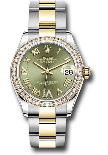 Rolex Steel and Yellow Gold Datejust 31 278383RBR Watch - Diamond Bezel - Olive Green Diamond Roman  - Unused Watches