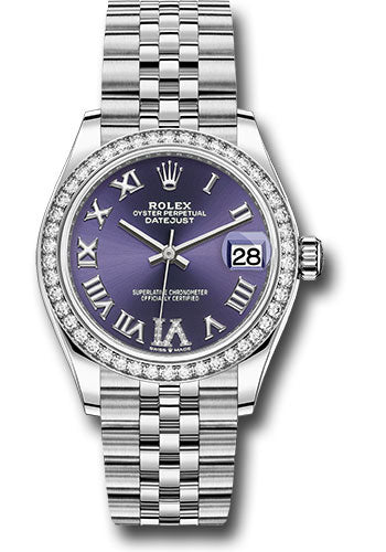 Rolex Steel and White Gold Datejust 31 278384RBR Watch - Diamond Bezel - Aubergine Roman Diamond 6 D - Unused Watches