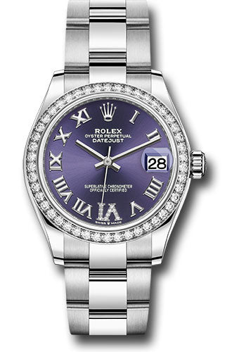 Rolex Steel and White Gold Datejust 31 278384RBR Watch - Diamond Bezel - Aubergine Roman Diamond 6 D - Unused Watches