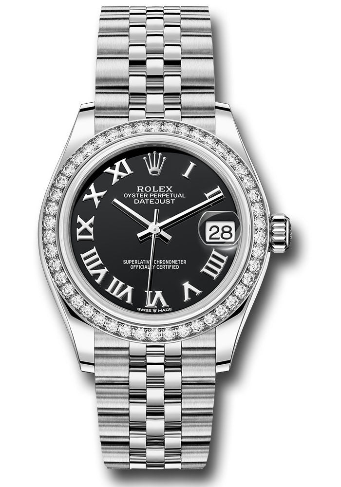 Rolex Steel and White Gold Datejust 31 278384RBR Watch - Diamond Bezel - Black Roman Dial - Jubilee  - Unused Watches