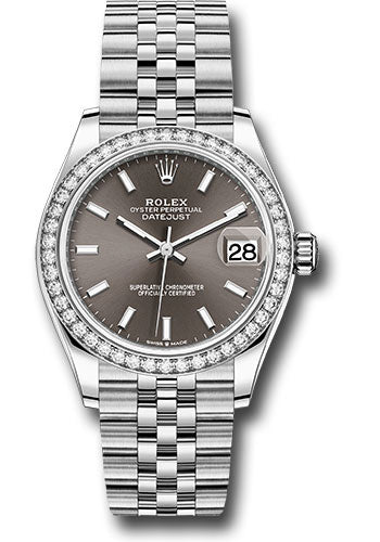 Rolex Steel and White Gold Datejust 31 278384RBR Watch - Diamond Bezel - Dark Grey Index Dial - Jubi - Unused Watches