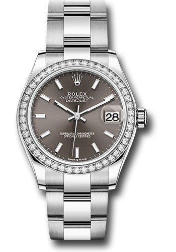 Rolex Steel and White Gold Datejust 31 278384RBR Watch - Diamond Bezel - Dark Grey Index Dial - Oyst - Unused Watches