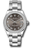 Rolex Steel and White Gold Datejust 31 278384RBR Watch - Diamond Bezel - Dark Grey Roman Dial - Oyst - Unused Watches