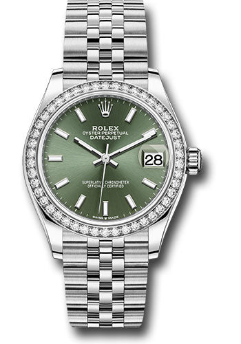 Rolex Steel and White Gold Datejust 31 278384RBR Watch - Diamond Bezel - Mint Green Index Dial - Jub - Unused Watches