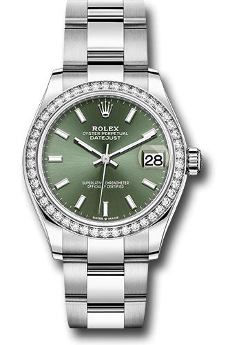 Rolex Steel and White Gold Datejust 31 278384RBR Watch - Diamond Bezel - Mint Green Index Dial - Oys - Unused Watches