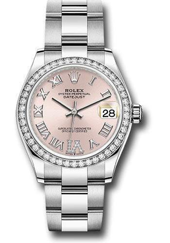 Rolex Steel and White Gold Datejust 31 278384RBR Watch - Diamond Bezel - Pink Roman Diamond 6 Dial - Oyster Bracelet