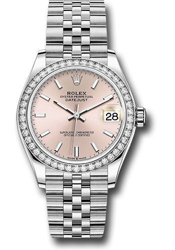 Rolex Steel and White Gold Datejust 31 278384RBR Watch - Diamond Bezel - Pink Index Dial - Jubilee B - Unused Watches