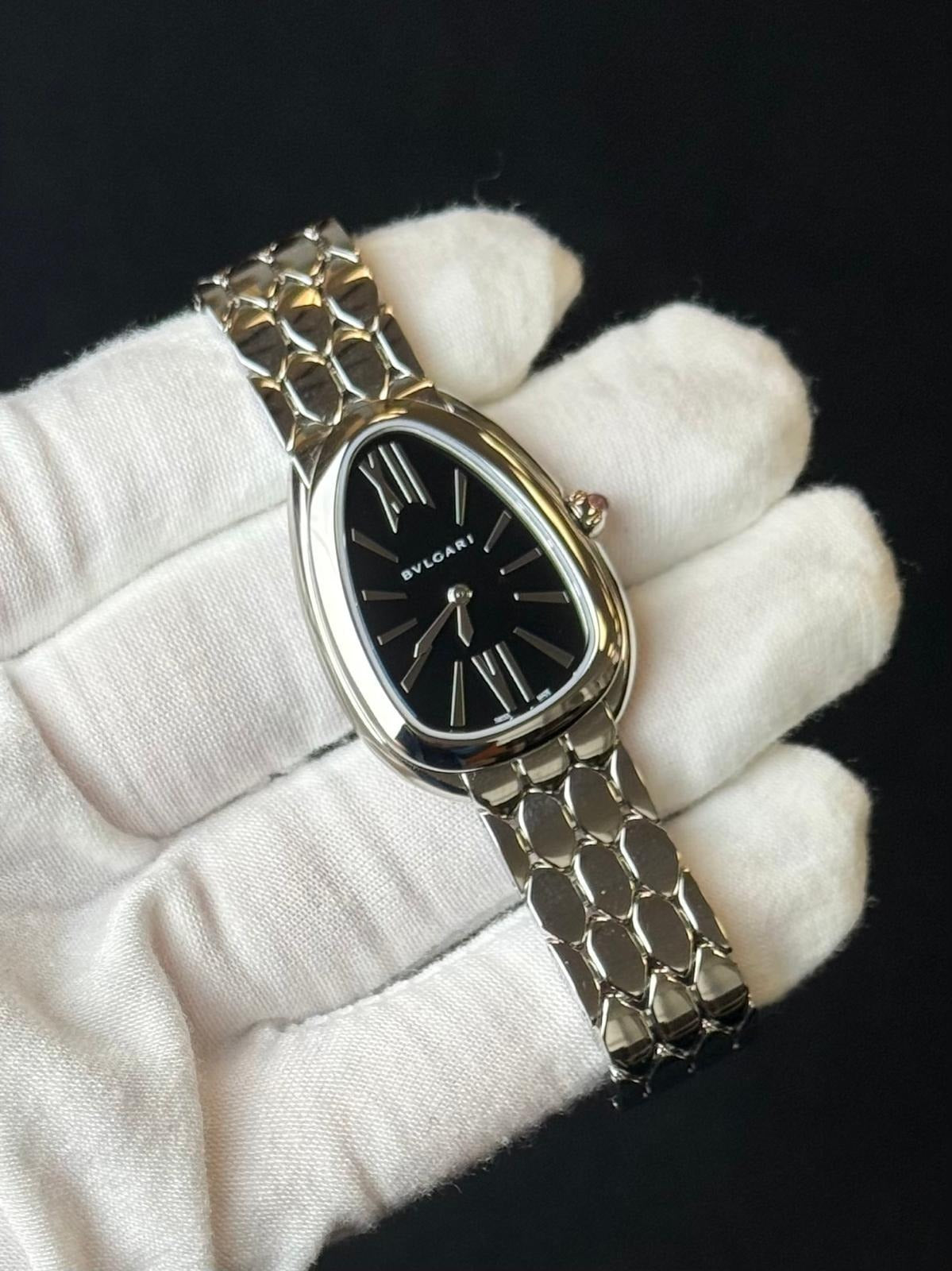 Bvlgari Serpenti Seduttori 103952 Watch - Stainless Steel Case - Black Dial