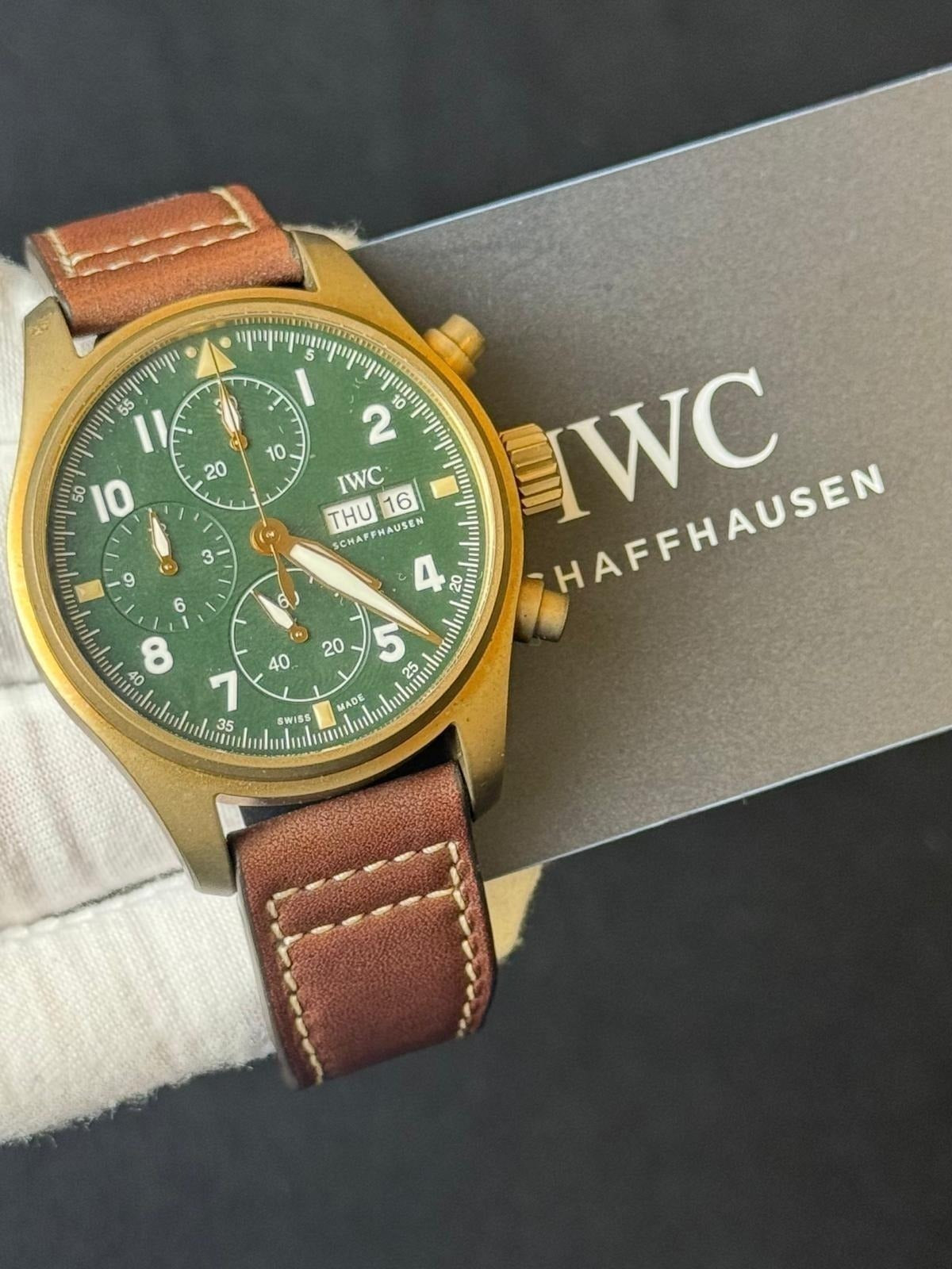 IWC Pilot's Watch Chronograph Spitfire IW387902 Watch - 41 mm Bronze Case - Green Dial