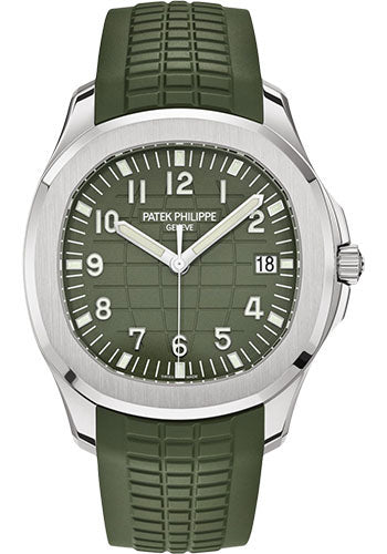Patek Philippe Aquanaut 5168G-010 Watch - 42.2 mm White Gold Case - Khaki Green Embossed Dial - Unused Watches